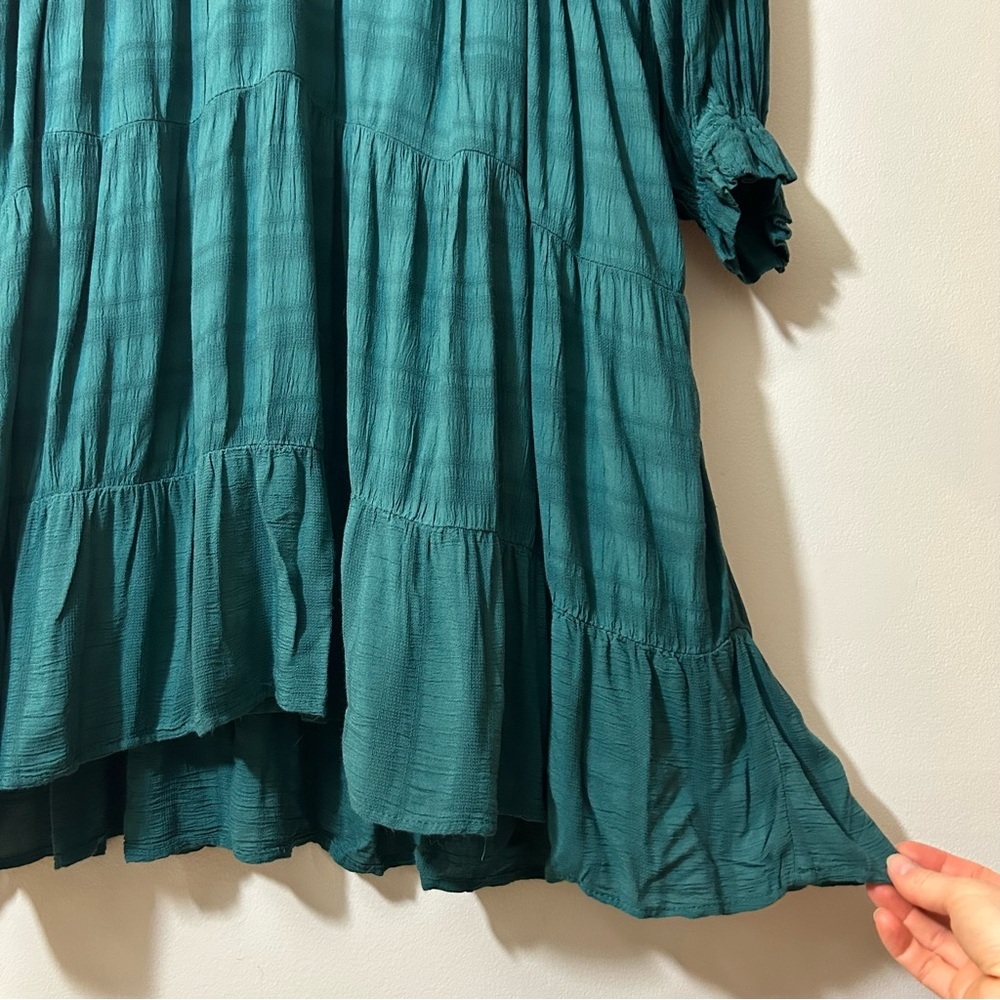 🆕 ANTHROPOLOGIE | NWT Amadi Teal Long Sleeve Midi Dress Size Large - Picture 4 of 11